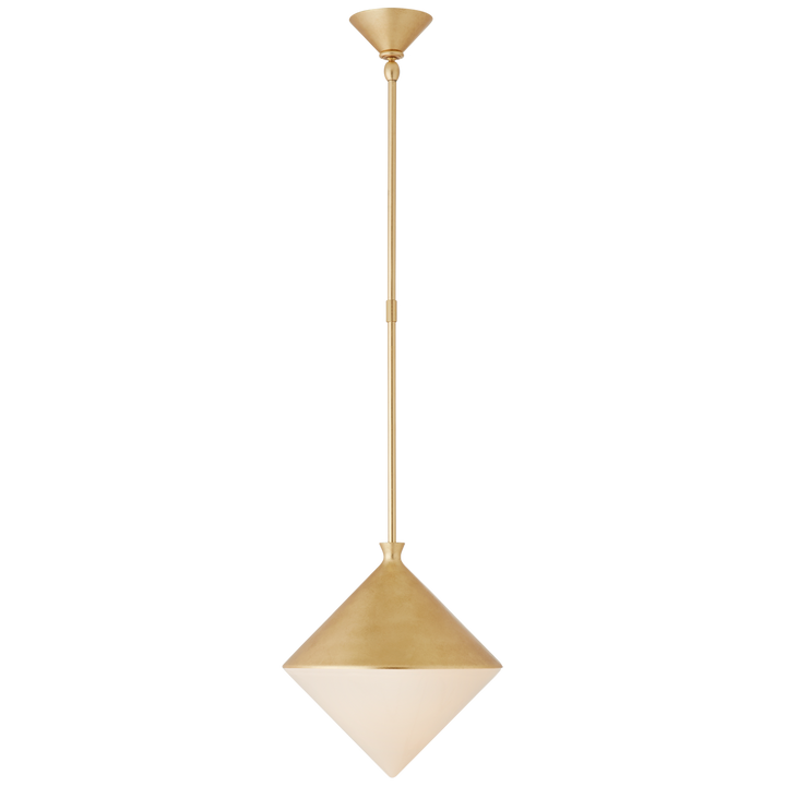 Sarnen Small Pendant in Gild with White Glass