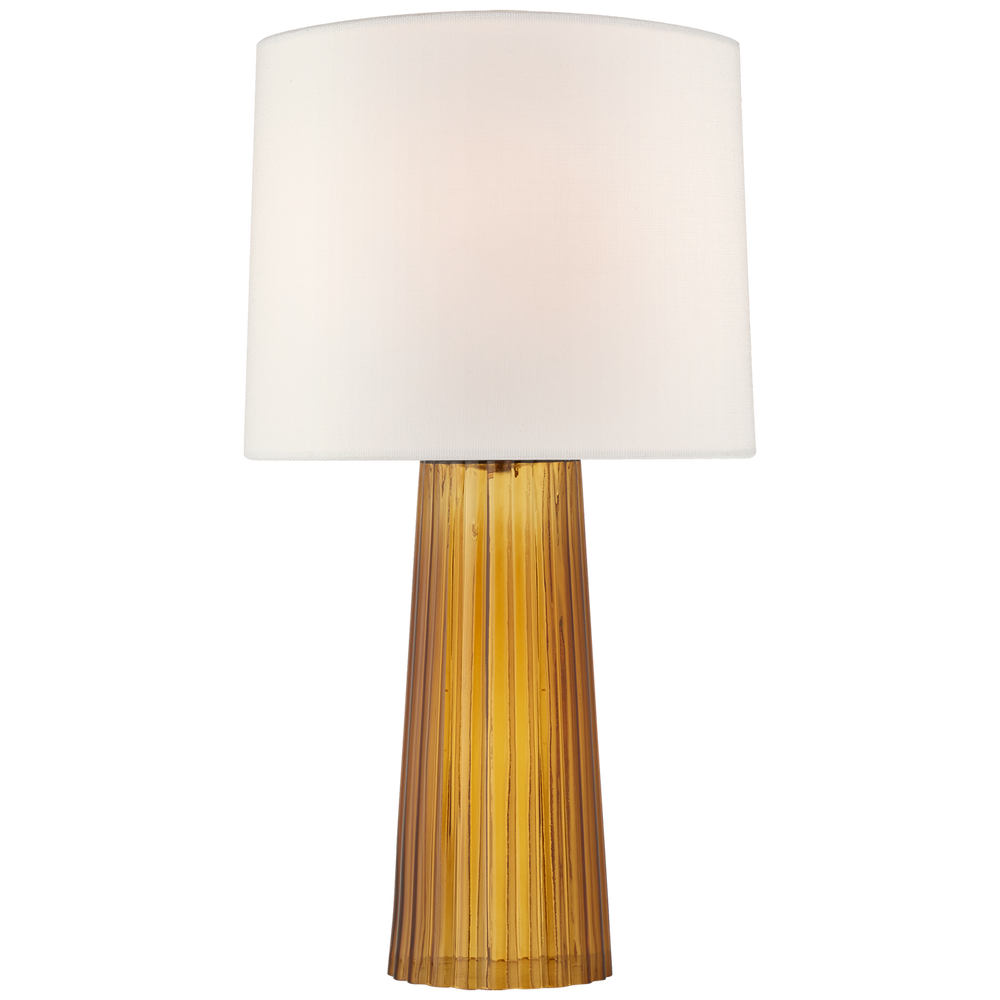 Danube Medium Table Lamp in Amber with Linen Shade