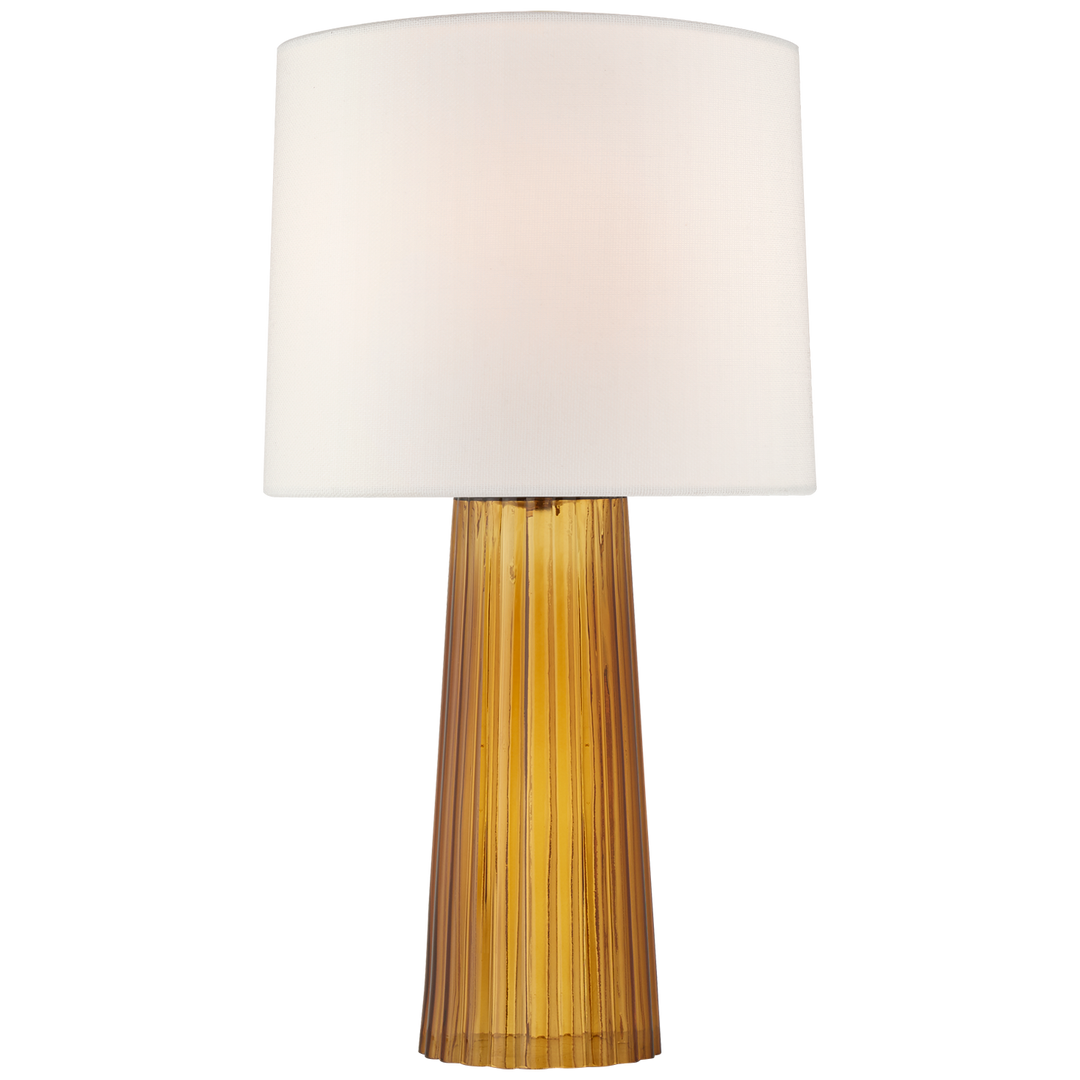 Danube Medium Table Lamp in Amber with Linen Shade