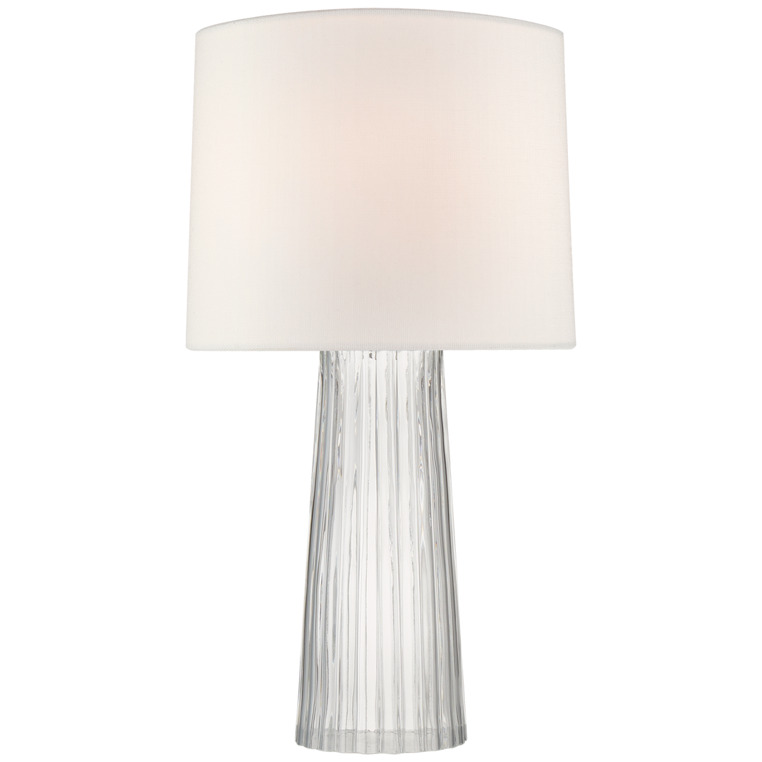 Danube Medium Table Lamp in Clear Glass with Linen Shade