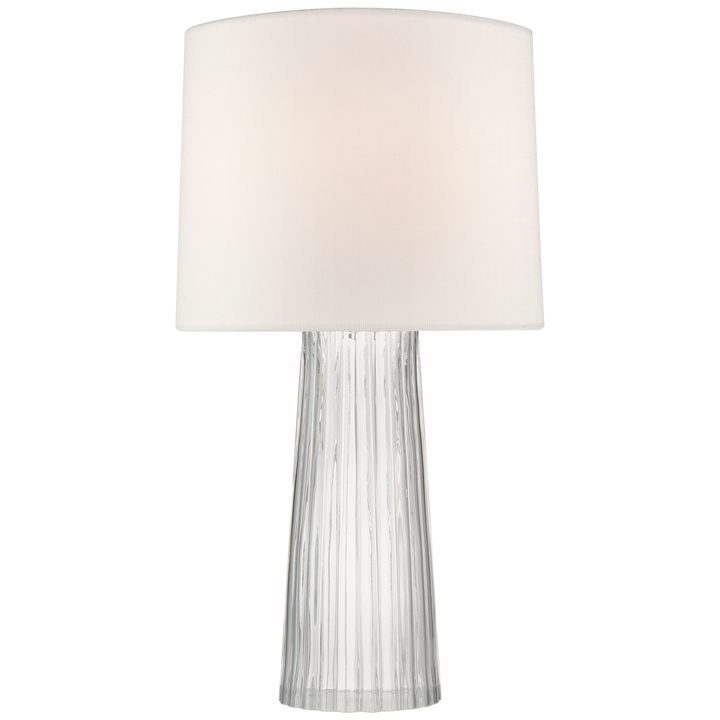 Danube Medium Table Lamp in Clear Glass with Linen Shade