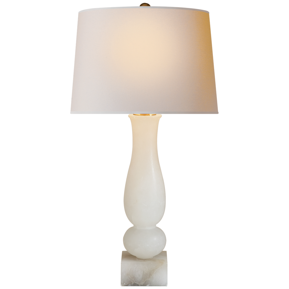 Contemporary Balustrade Table Lamp in Alabaster with Natural Paper Shade