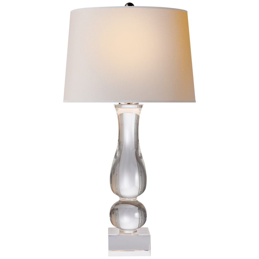 Contemporary Balustrade Table Lamp in Crystal with Natural Paper Shade