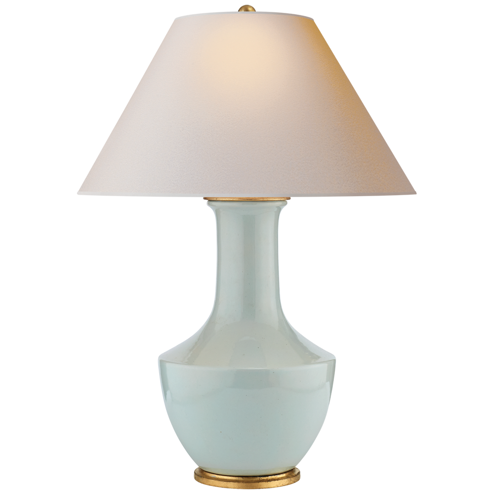 Lambay Table Lamp in Ice Blue with Natural Paper Shade