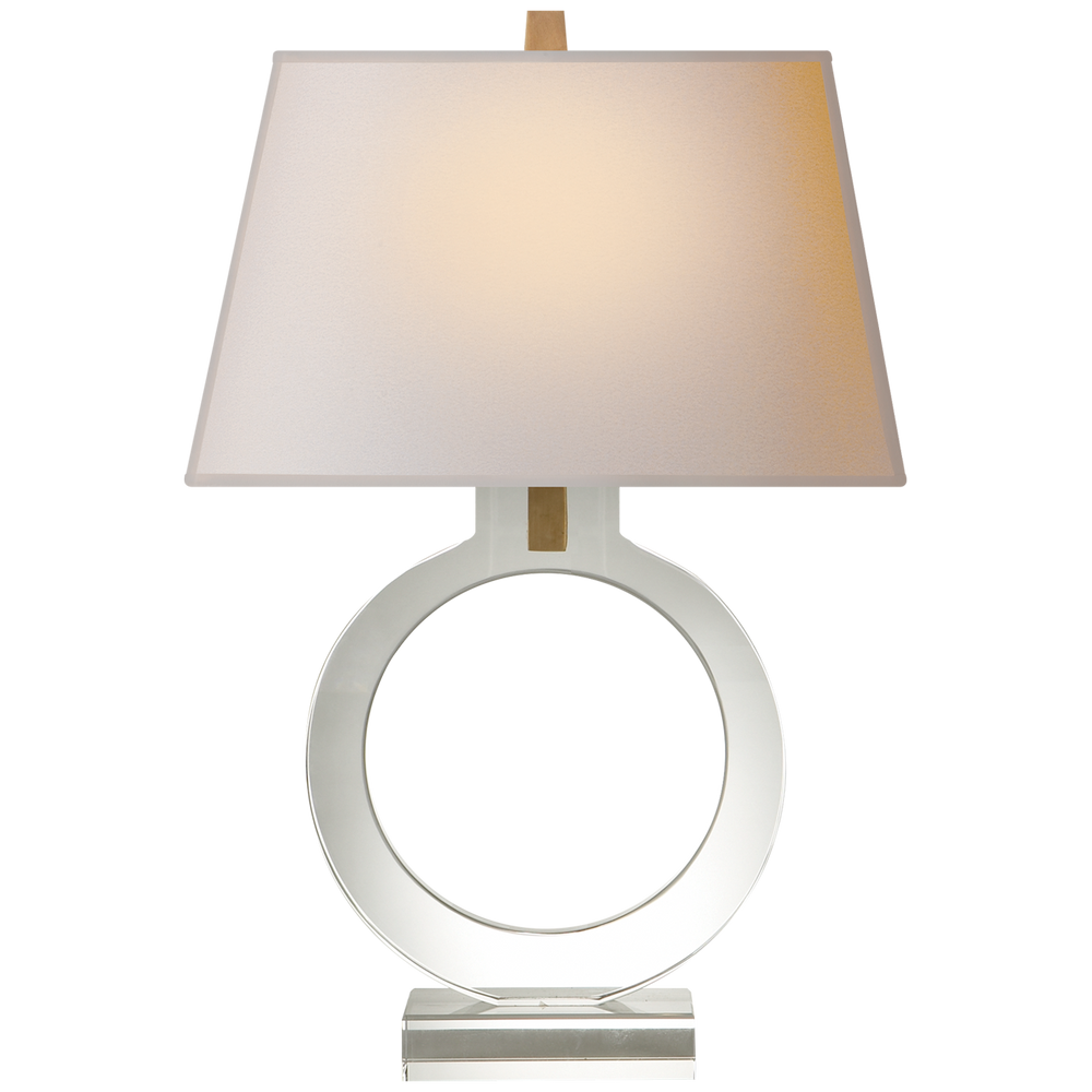 Ring Form Small Table Lamp in Crystal with Natural Paper Shade