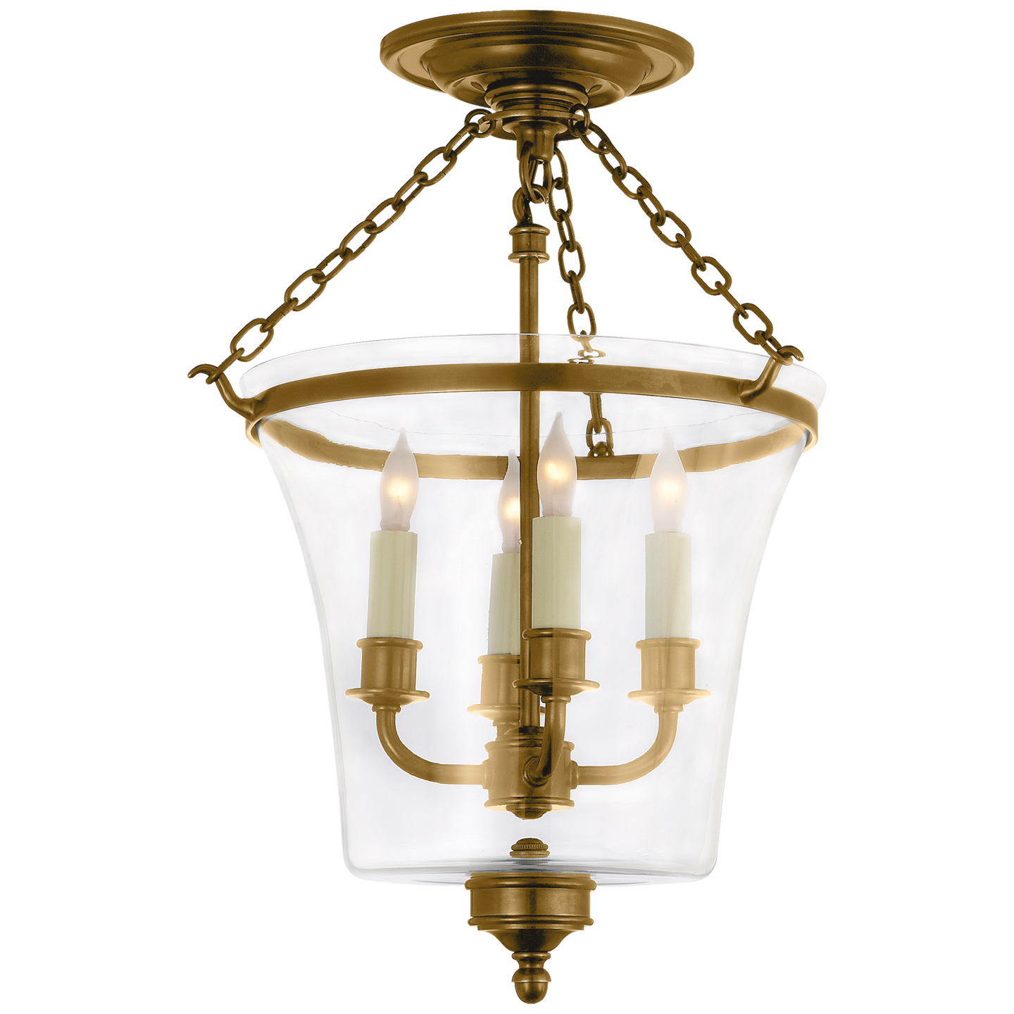 Lataa kuva Galleria-katseluun, Sussex Semi-Flush Bell Jar Lantern in Antique-Burnished Brass
