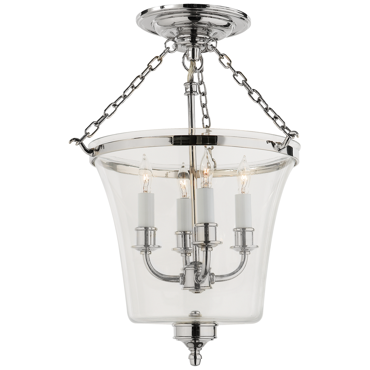 Lataa kuva Galleria-katseluun, Sussex Semi-Flush Bell Jar Lantern in Polished Nickel
