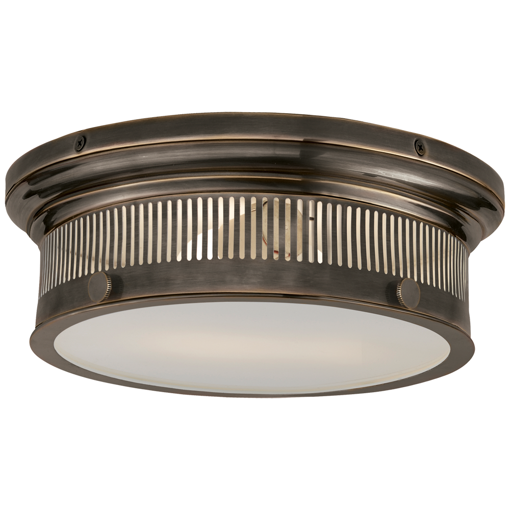 Alderly Small Flush Mount in Bronze with White Glass