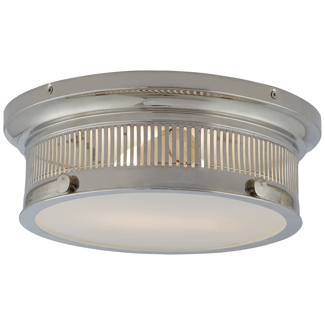 Alderly Small Flush Mount in Polished Nickel with White Glass