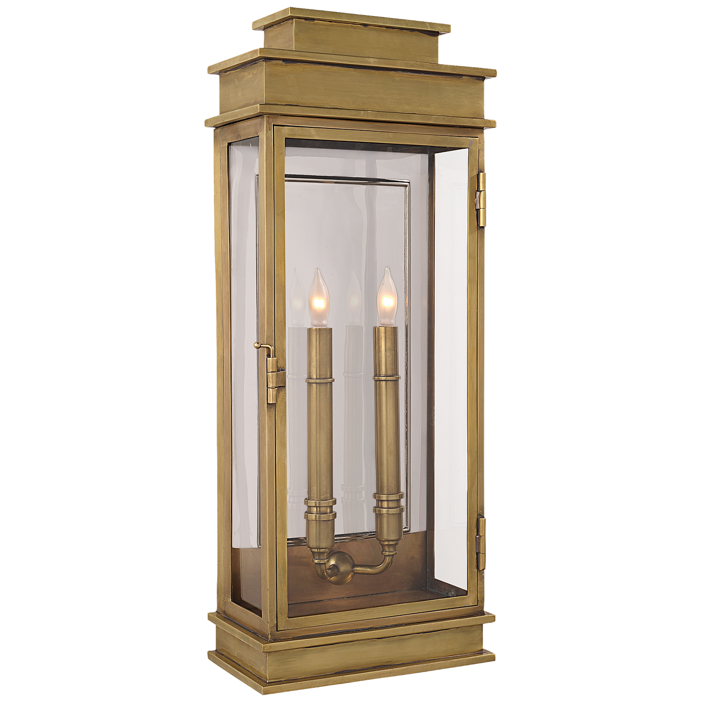 Lataa kuva Galleria-katseluun, Linear Lantern Tall in Antique-Burnished Brass
