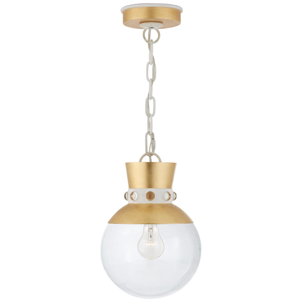Lucia Small Pendant in Gild and White with Clear Glass