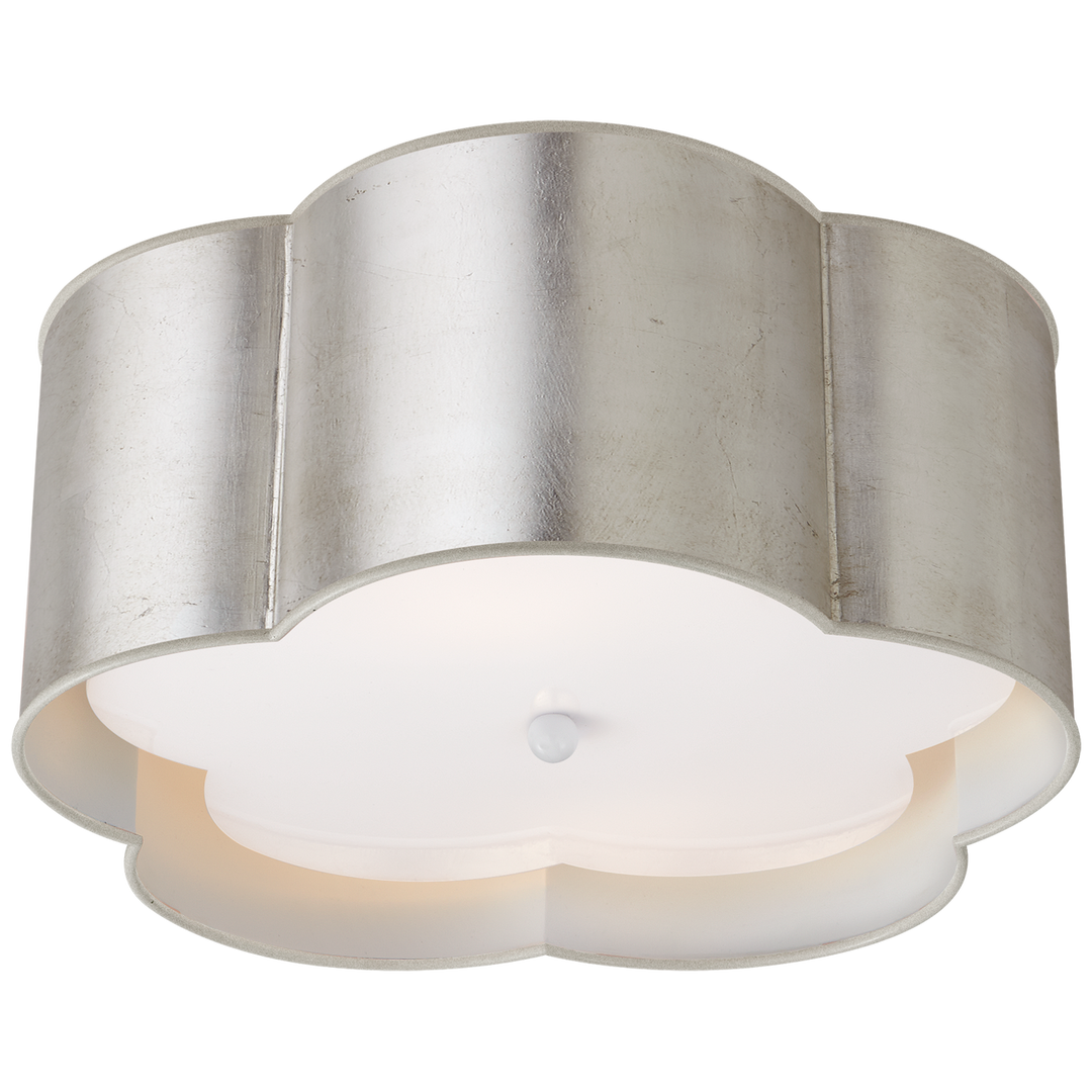 Bryce Medium Flush Mount in Burnished Silver Leaf and White with Frosted Acrylic Diffuser