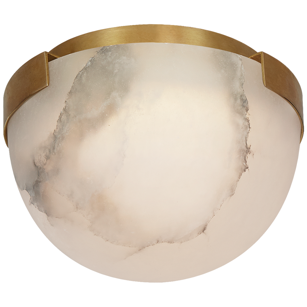 Melange Petite Flush Mount in Antique-Burnished Brass with Alabaster Shade