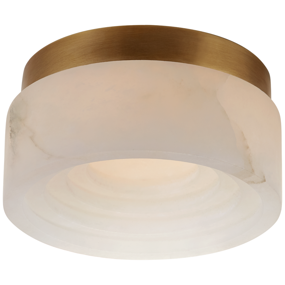 Otto 5" Solitaire Flush Mount in Antique-Burnished Brass with Alabaster