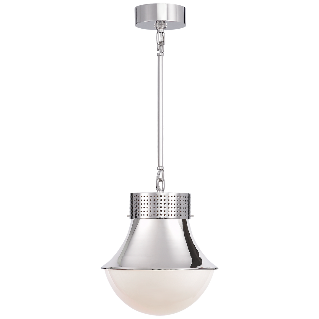 Precision Small Pendant in Polished Nickel with White Glass