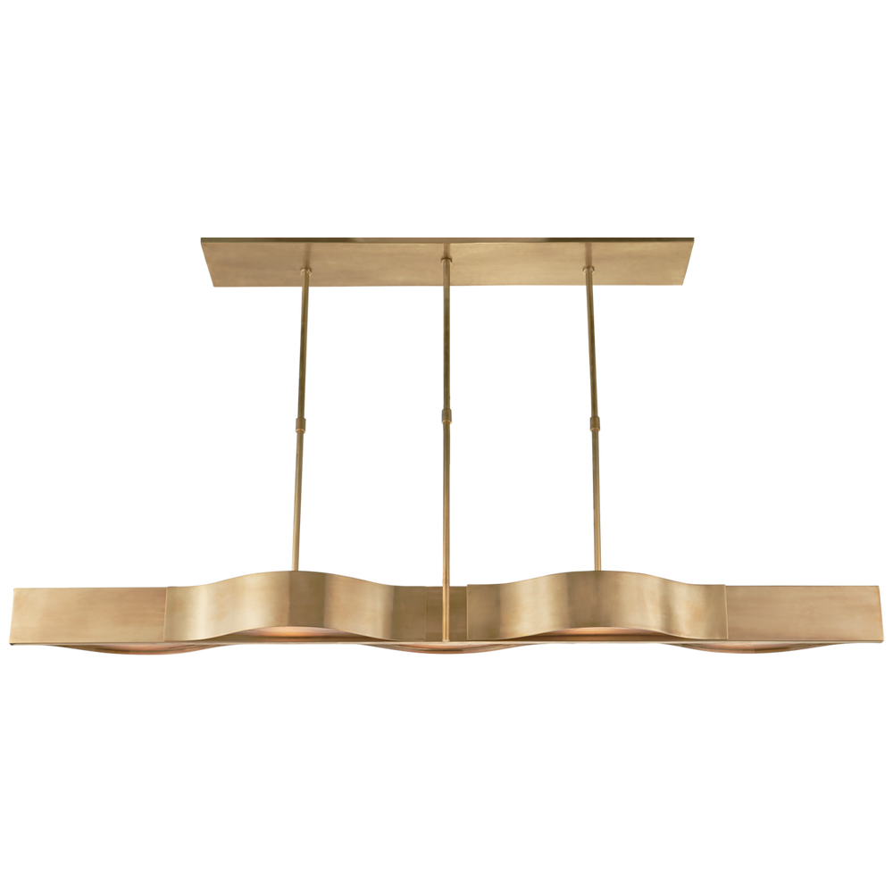 Avant Large Linear Pendant in Antique-Burnished Brass with Frosted Glass