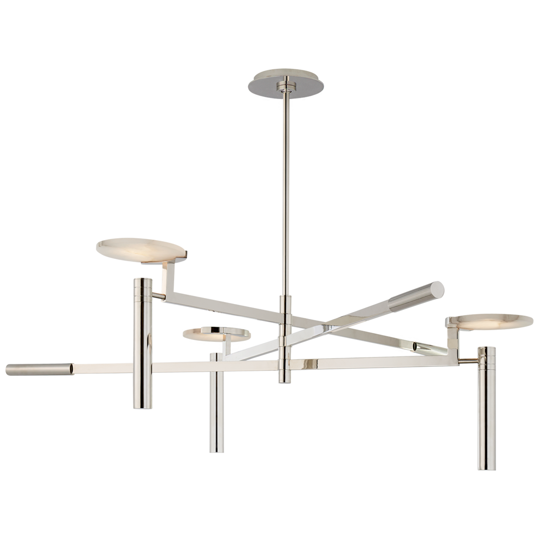 Melange Large Floating Disc Chandelier in Polished Nickel with Alabaster