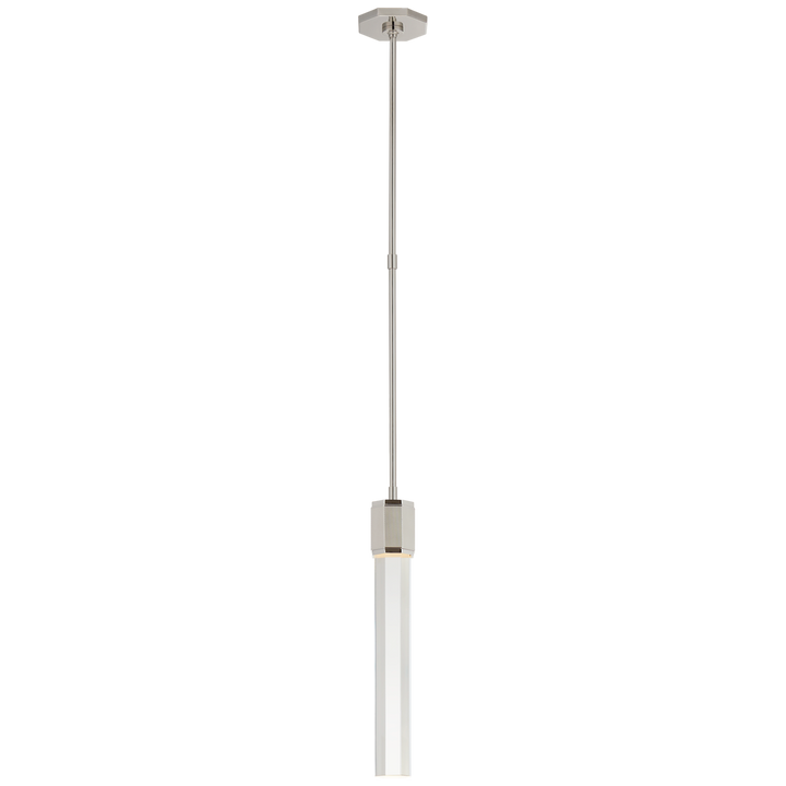 Fascio Single Pendant in Polished Nickel with Crystal