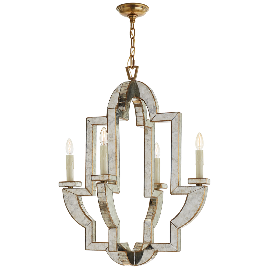 Lido Medium Chandelier in Antique Mirror and Hand-Rubbed Antique Brass