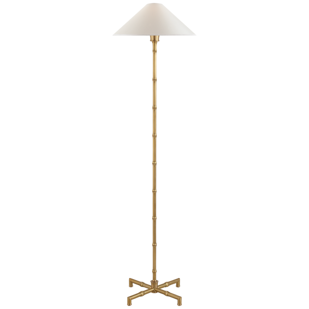 Grenol Floor Lamp in Hand-Rubbed Antique Brass with Natural Percale Shade