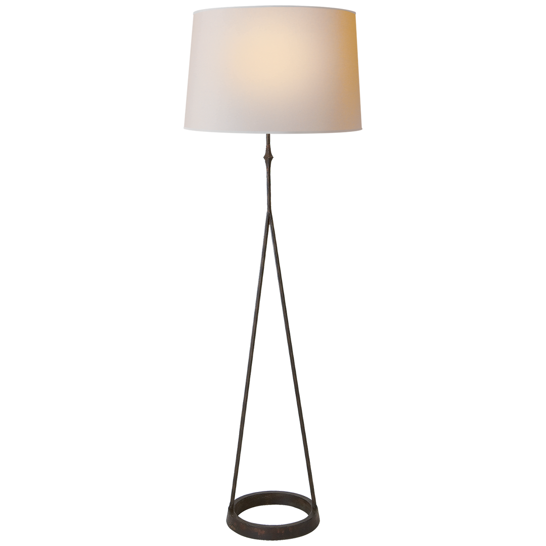 Dauphine Floor Lamp in Aged Iron with Natural Paper Shade