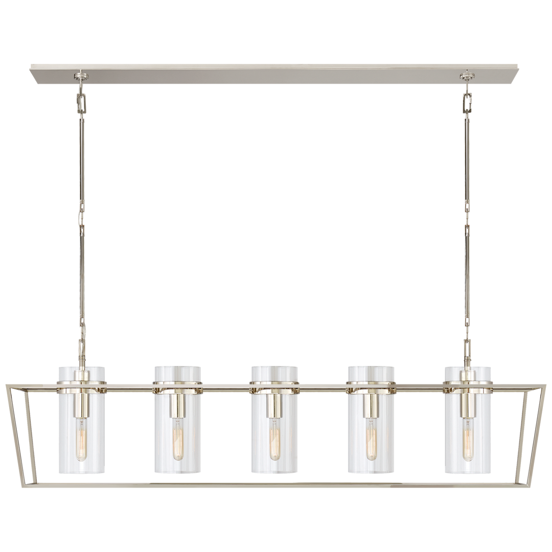 Presidio Large Linear Lantern in Polished Nickel with Clear Glass