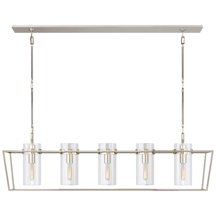 Presidio Large Linear Lantern in Polished Nickel with Clear Glass