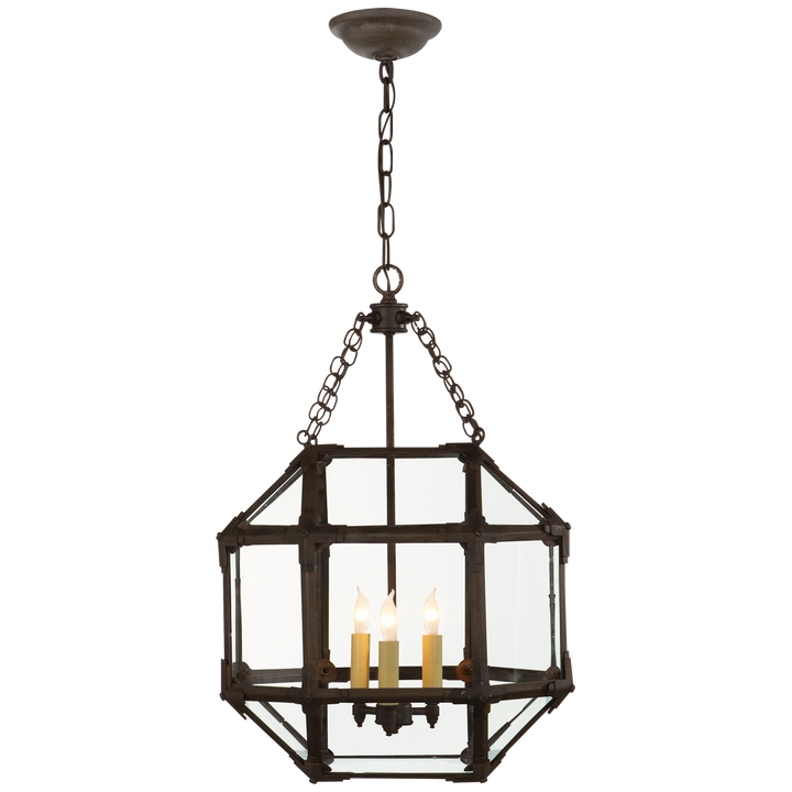 Morris Small Lantern in Antique Zinc with Clear Glass
