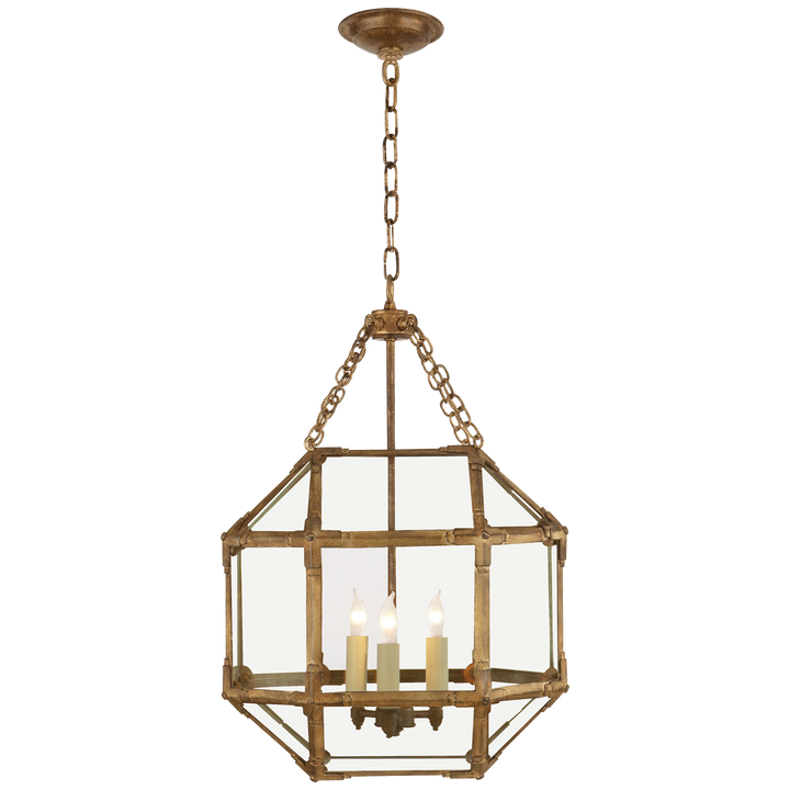 Morris Small Lantern in Gilded Iron with Clear Glass