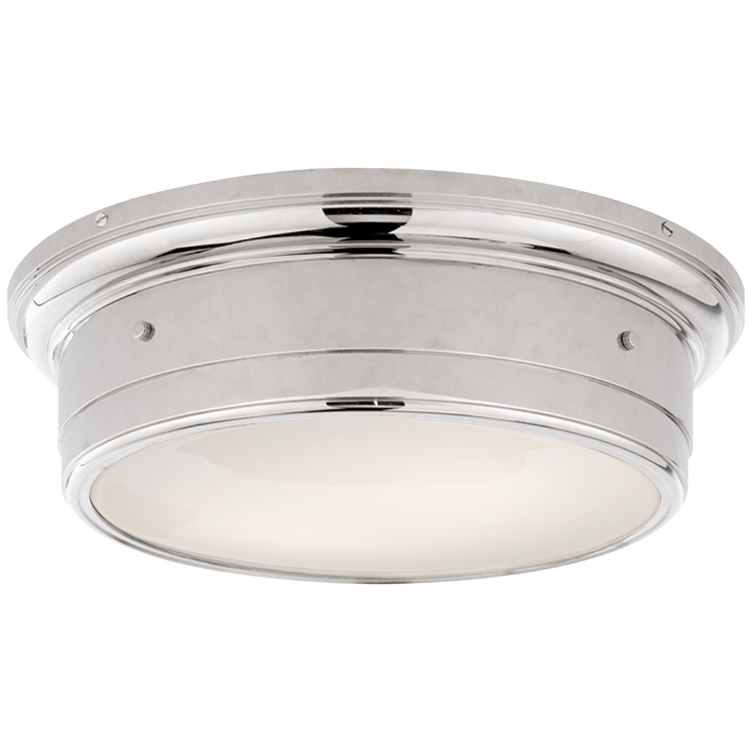 Siena Large Flush Mount in Polished Nickel with White Glass