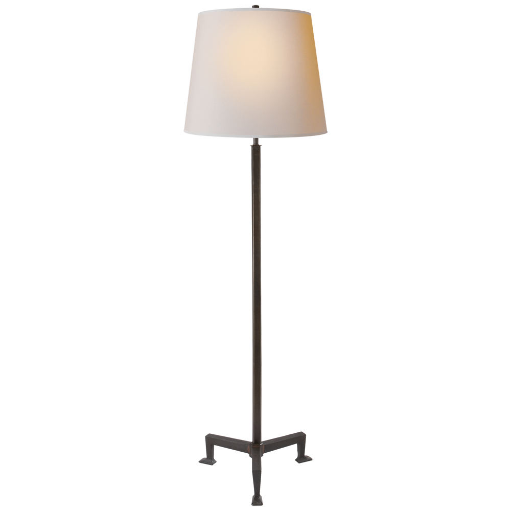 Parish Floor Lamp in Aged Iron with Natural Paper Shade