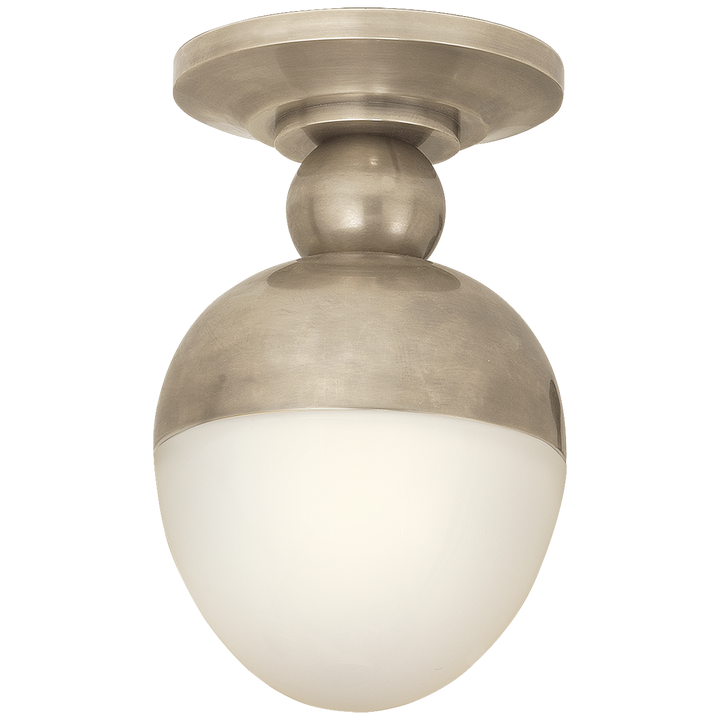 Clark Flush Mount in Antique Nickel with White Glass