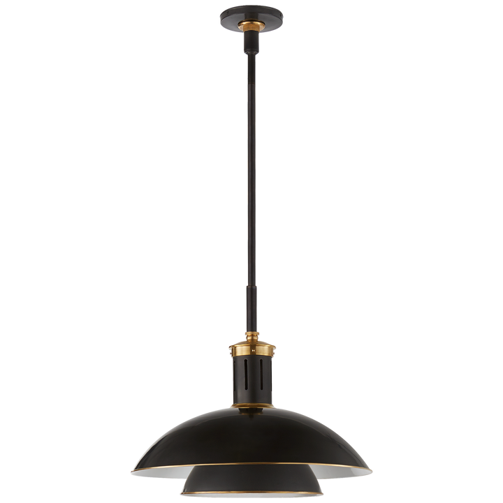 Whitman Medium Pendant in Bronze and Hand-Rubbed Antique Brass with Brass Trimmed Bronze Shade
