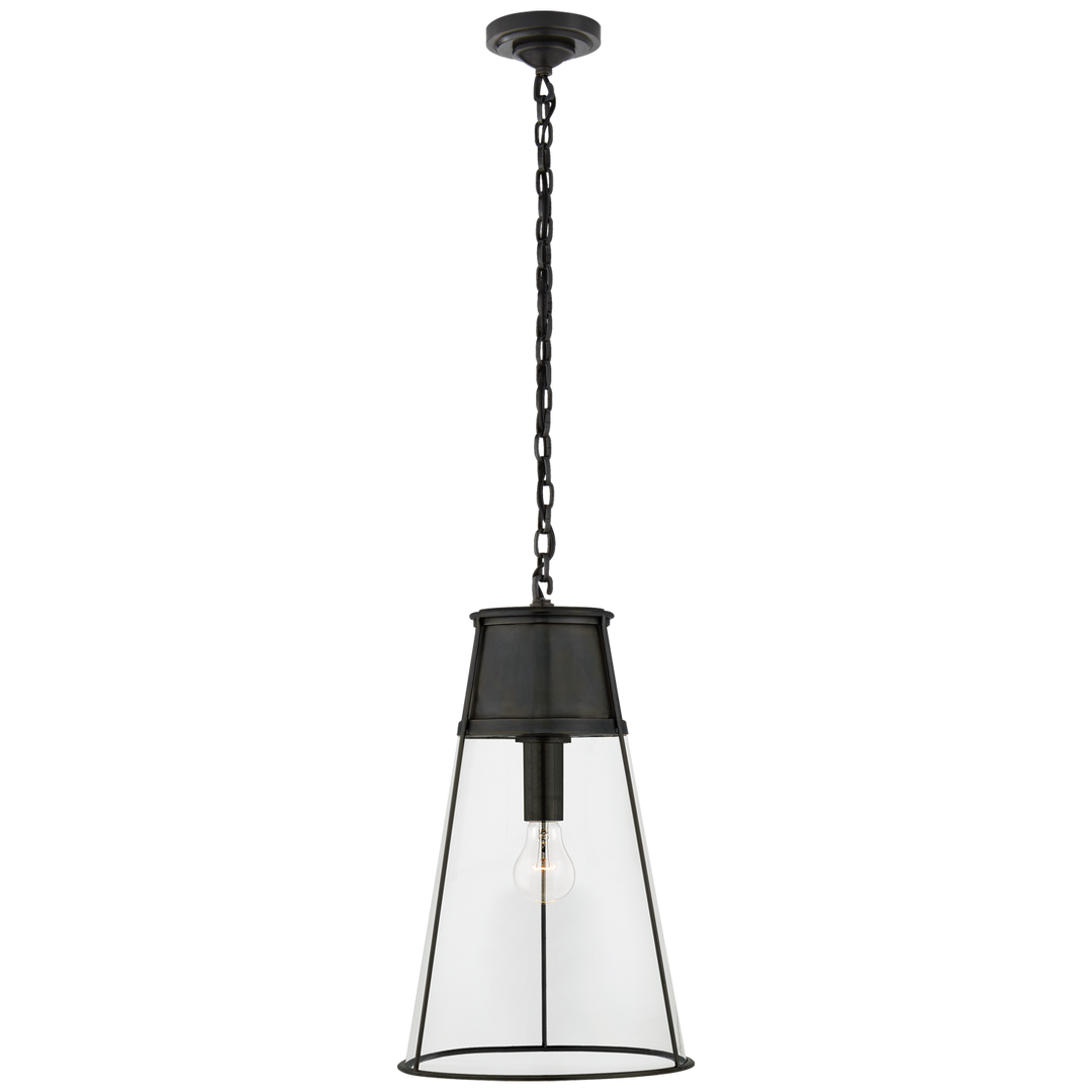 Robinson Large Pendant in Bronze with Clear Glass