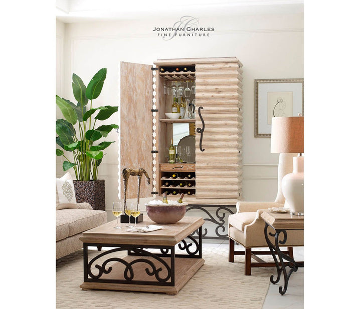 Wine Cabinet with Wrought Iron Base