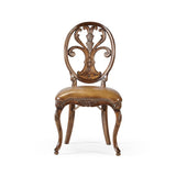 Dining Chair Sheraton in Walnut - Antique Chestnut Leather - Jonathan Charles