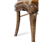 Dining Chair Sheraton in Walnut - Antique Chestnut Leather - Jonathan Charles
