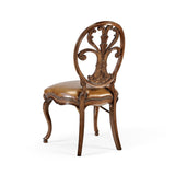 Dining Chair Sheraton in Walnut - Antique Chestnut Leather - Jonathan Charles