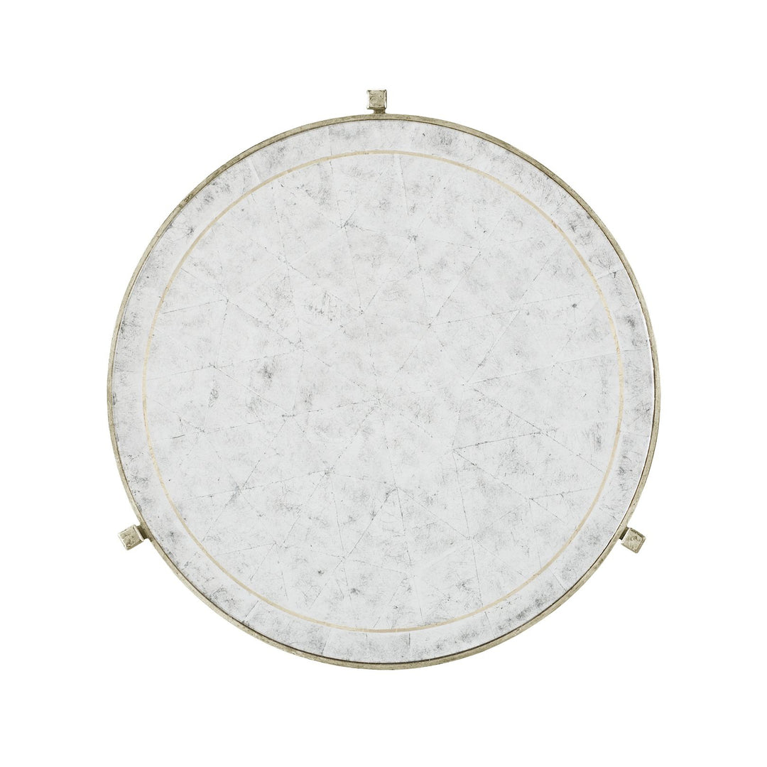 Round End Table Contemporary in Eglomise - Silver - Jonathan Charles