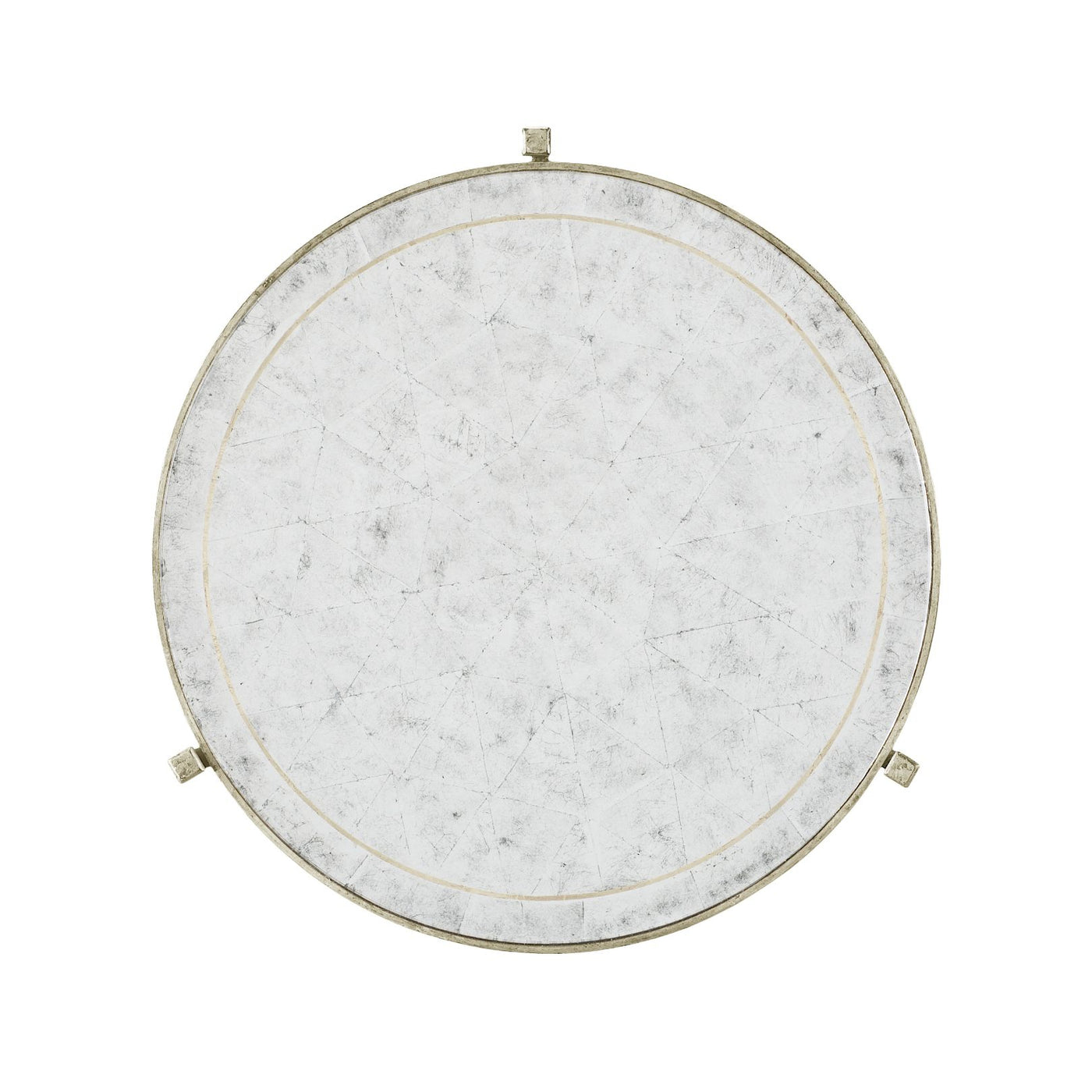 Round End Table Contemporary in Eglomise - Silver - Jonathan Charles
