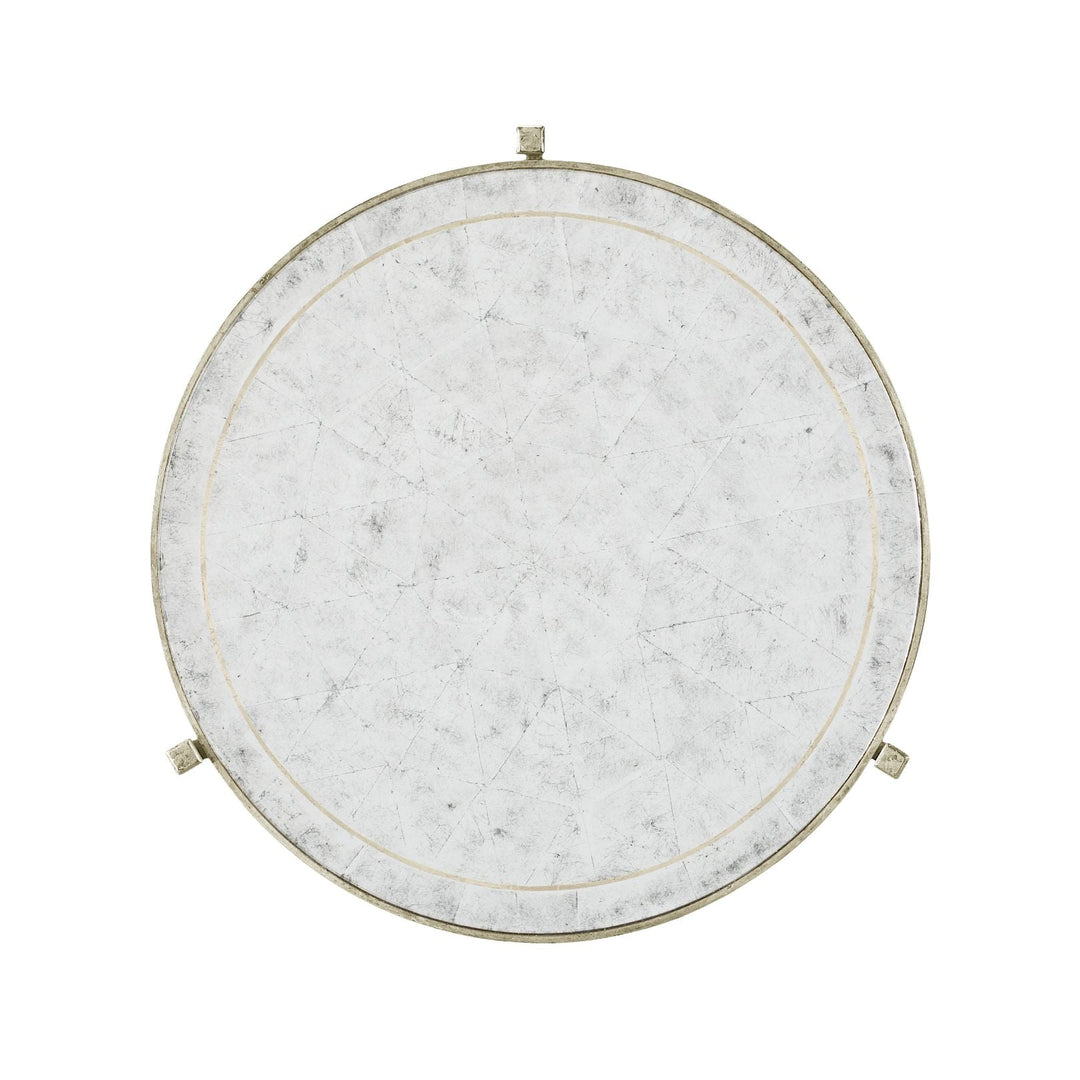 Round End Table Contemporary in Eglomise - Silver - Jonathan Charles