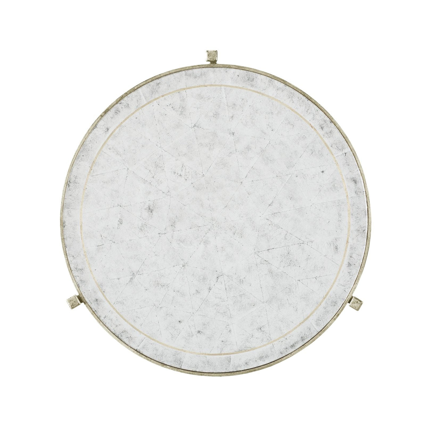 Round End Table Contemporary in Eglomise - Silver - Jonathan Charles