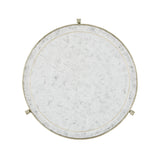 Round End Table Contemporary in Eglomise - Silver - Jonathan Charles