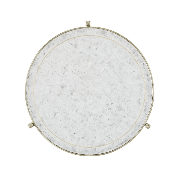 Round End Table Contemporary in Eglomise - Silver - Jonathan Charles