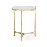 Round End Table Contemporary in Eglomise - Silver - Jonathan Charles