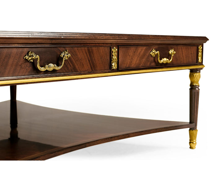 Mahogany William IV style gilded square coffee table