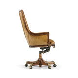 Desk Chair Edwardian High Back - Antique Chestnut Leather