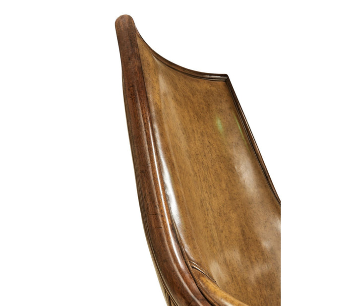 Desk Chair Edwardian High Back - Antique Chestnut Leather