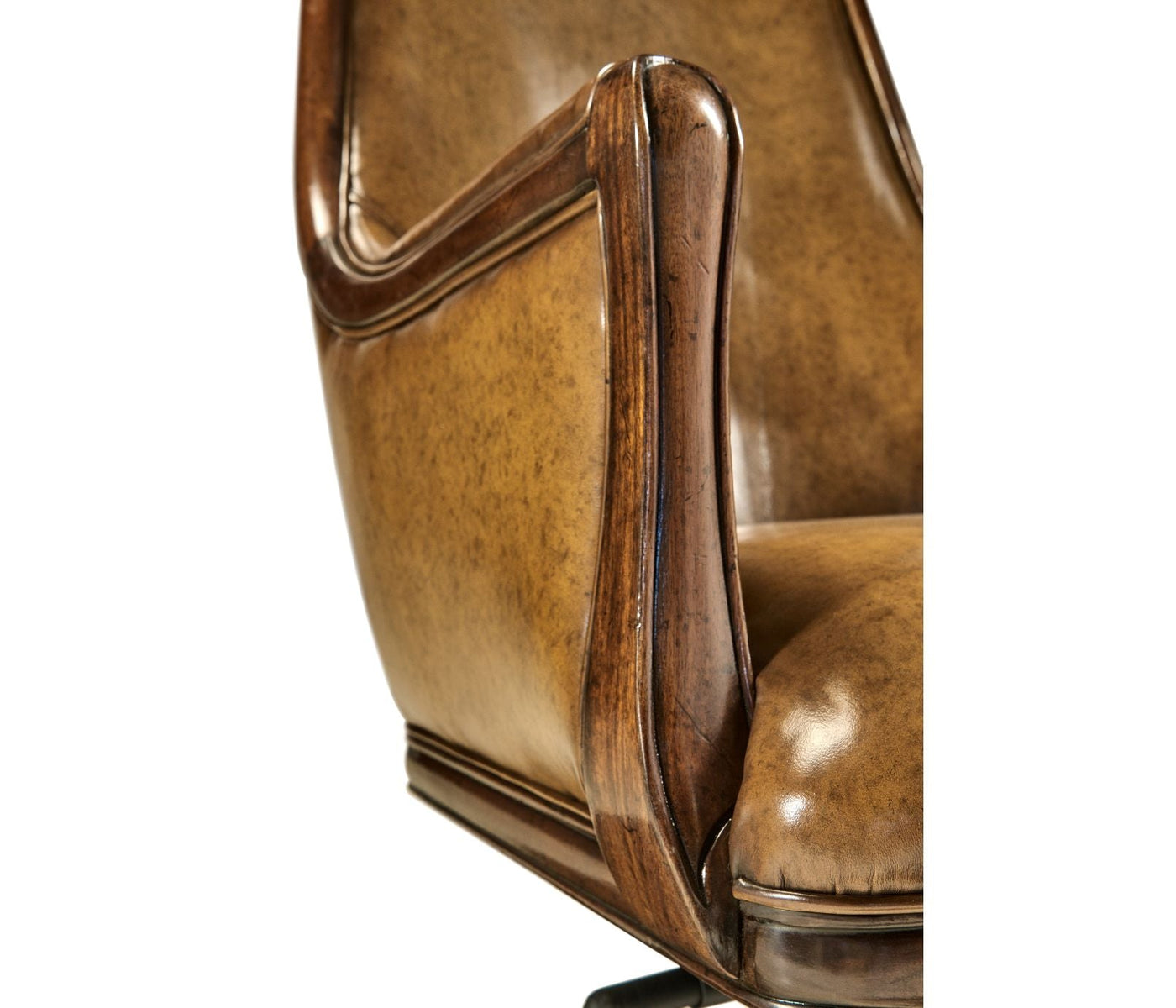 Desk Chair Edwardian High Back - Antique Chestnut Leather