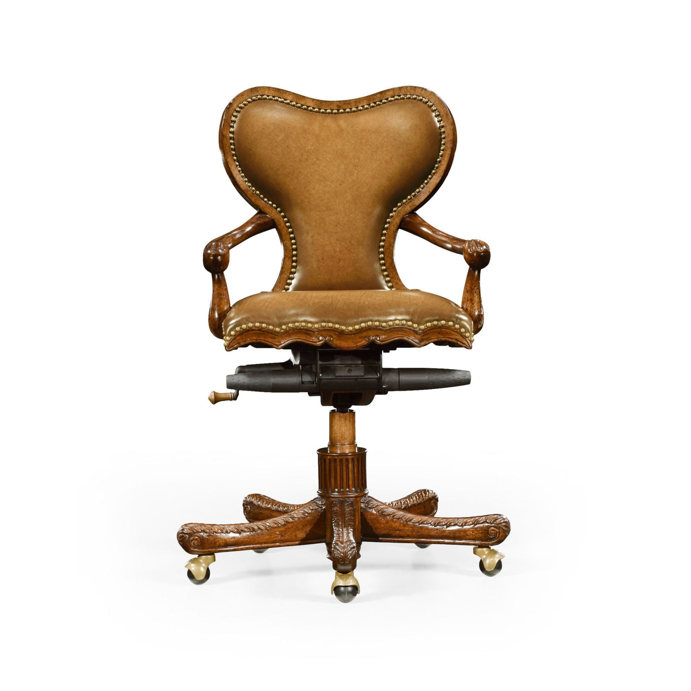 Double Lobed Shaped Mahogany Office Chair